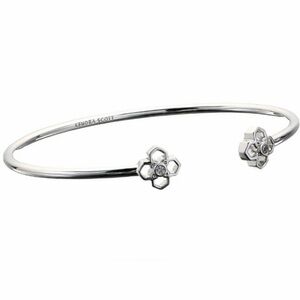 NEW Kendra Scott Rue Pinch Cuff Bracelet Silver Crystal Quatrefoil Bangle Gift